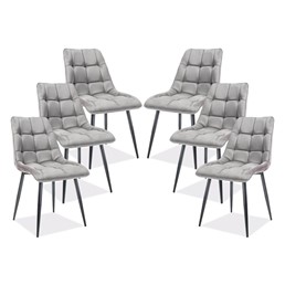 Zestaw 6x Krzesło CHIC Velvet Czarny/Szary Bluvel 14
