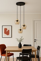 Lampa Wisząca TULA K-5606 Czarny/Złoty/Bursztynowy