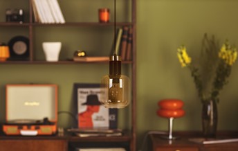 Lampa Wisząca DOKA K-5265 Czarny/Złoty/Bursztynowy