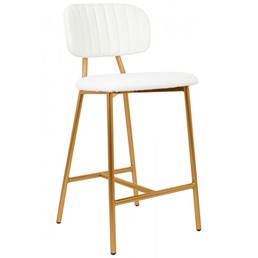 Krzesło Barowe FABIOLA BOUCLE Biały/Złoty