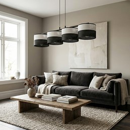 Lampa Wisząca KARBON 4 Czarny/Szary