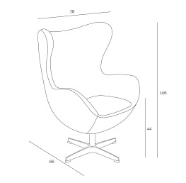 Fotel z Podnóżkiem Jajo 66x78x106 Jasny Szary Premium