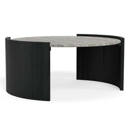 Stolik ZAFRA fi95 Marmur/Czarny