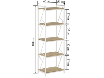 Regał R2(5P)-FX Dąb Naturalny/Biały