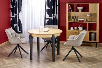 Stół Rozkładany SORBUS (100-200)x100 Dąb Naturalny/Czarny