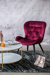 Stolik Kawowy ALISMA Okrągły z Półką Marable/Gold