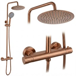 Zestaw Natryskowy z Termostatem LUNGO Miedź Szczotkowana