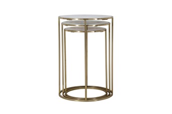 Zestaw Stolików AVOLA AV2130-39 Fi46 Biały/Złoty