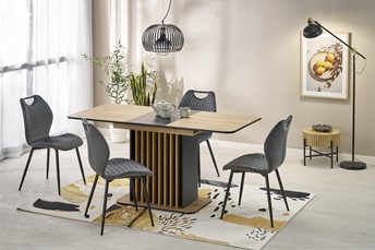 Stół Rozkładany WILSON (120x158)x77 Dąb Artisan/Czarny