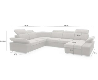 Narożnik CONTINENTAL XL Brąz z Funkcją Spania I Grupa Tkanin