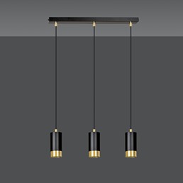 Lampa Wisząca FUMIKO 3 Czarny/Złoty