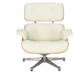 Fotel VIP 54x82x85 Biały/Natural Oak/Srebrna Baza