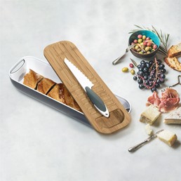 Komplet 3w1 Deska, Pojemnik z Napisem i Nóż Szary