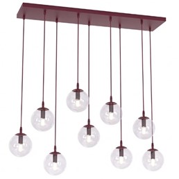 Lampa Wisząca COSMO 9 Burgundowy/Transparentny