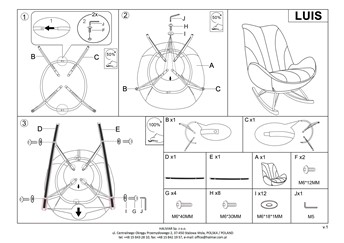 Fotel Bujany LUIS Popielaty