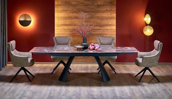 Stół Rozkładany MARVIN (180-260)x95 Bordowy Marmur/Czarny