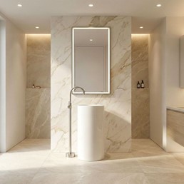 Bateria Umywalkowa Podłogowa LUNGO Nikiel Szczotkowana