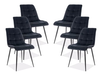 Zestaw 6x Krzesło CHIC Velvet Czarny/Czarny
