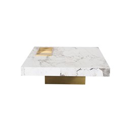 Stolik Kawowy MODIG M50 100x100cm Biały/Złoty