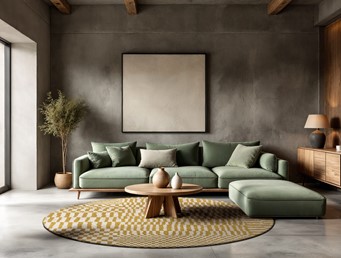 Dywan BERBER Erg Round 9648 240x240 cm Szary/Żółty