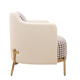 Fotel Tapicerowany VENICE Biały/Brązowy/Złoty