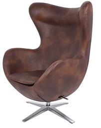 Fotel EGG Szeroki PU Brąz/Koniak