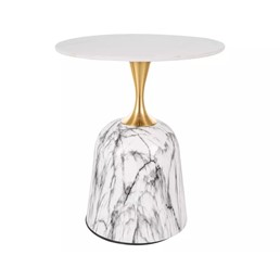 Ława FAMA fi50 Biały Marmur/Złoty