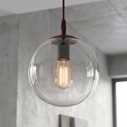 Lampa Wisząca COSMO 1 Burgundowy/Transparentny