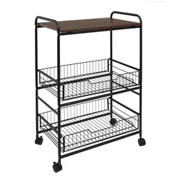 Wózek Barek DOLIE Czarny/Orzech