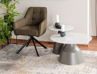 Ława ITAKA Fi50/70cm Biały/Szary