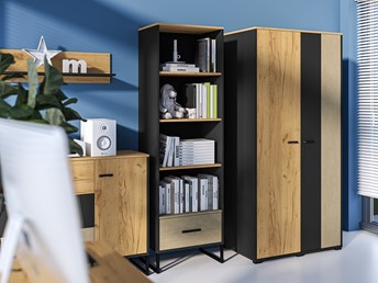 Regał COLT 03 Dąb Craft Złoty/Czarny