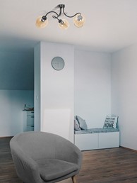 Lampa Sufitowa DIUNA K-5190 Czarny/Bursztynowy