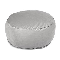 Duża Okrągła Welurowa Pufa 71x32 Szary